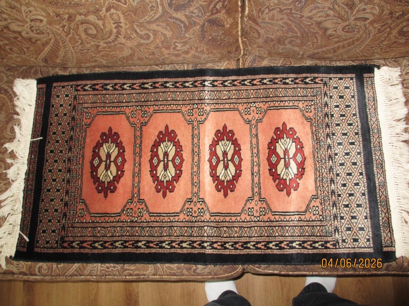 RARE HAND KNOTTED VINTAGE PAKISTANI BOUKHARA WOOL AREA RUG 36 X 19 gallery