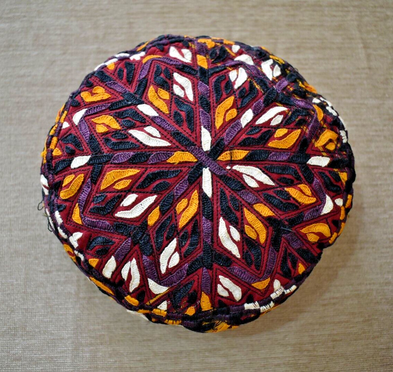 Antique Rare Tribal Hat 7'' x 7'' Collector's Item Hat Silk Embroidery Woven Hat gallery
