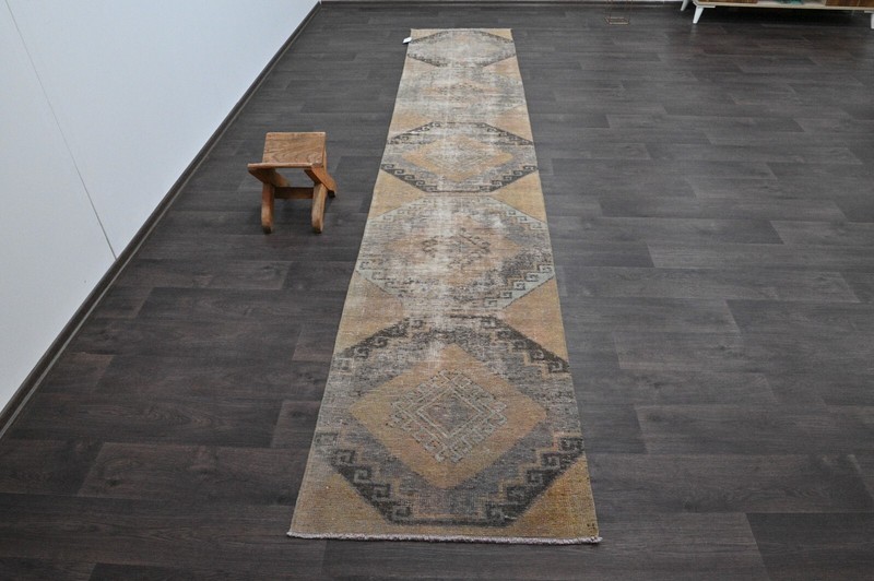 Vintage Turkish Runner Rug 2x13ft Wool Anatolian Handmade Hallway Oushak ORANGE gallery