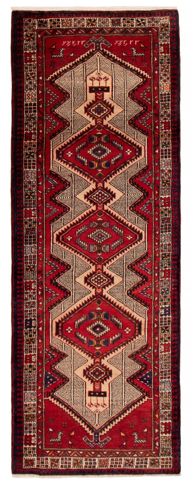 3'9" x 10'6" Vintage Hand-knotted Runner Rug Traditional Oriental Wool Carpet gallery