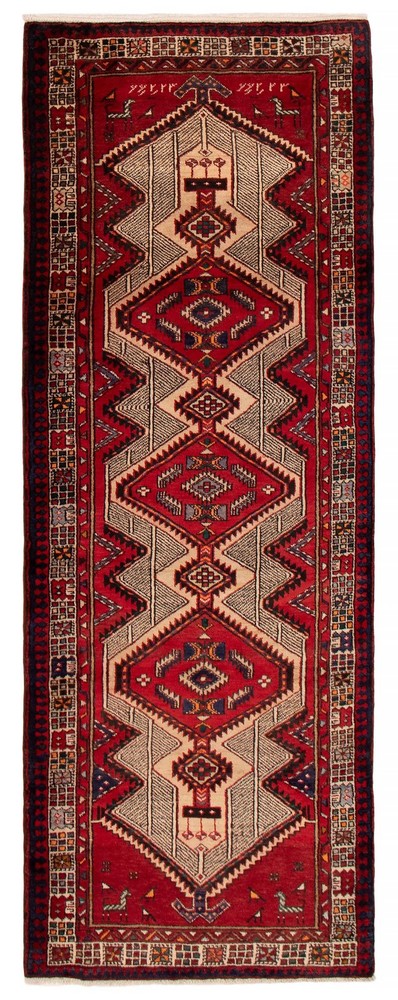 3'9" x 10'6" Vintage Hand-knotted Runner Rug Traditional Oriental Wool Carpet