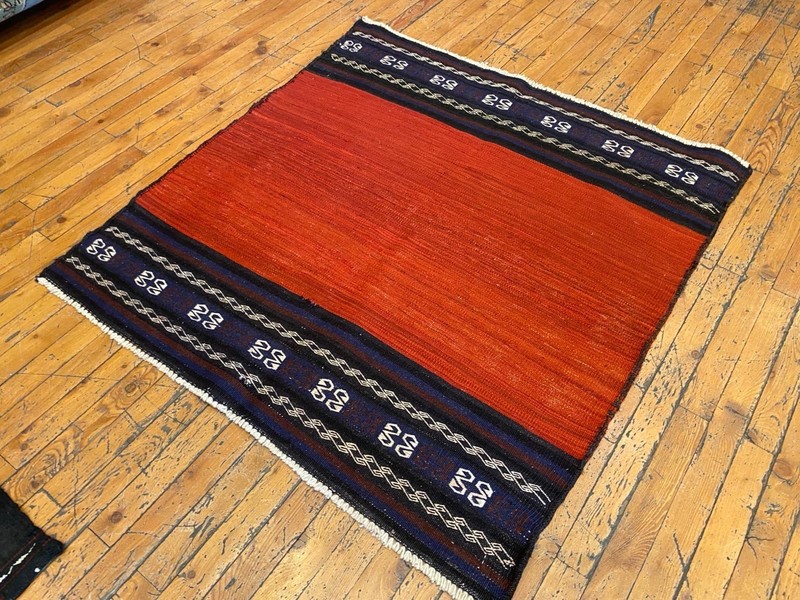 3x3 ft Handwoven Turkish Kilim Rug - Vintage Square Kilim gallery