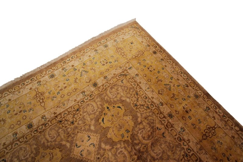 Vintage 9x12 Hand Knotted Wool Rug Warm Beige Allover Floral Pattern circa 1950 gallery