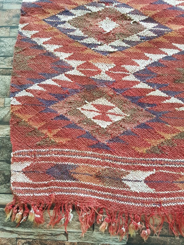 Vintage Handmade Turkish Anatolian Geometric Wool Kilim Rug 174x92 cm gallery