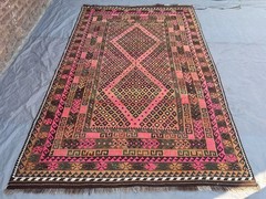 Antique Afghan Flat Weave Kilim Rug 6’6 x 9’9 Ft Oriental Tribal Wool Area Rug