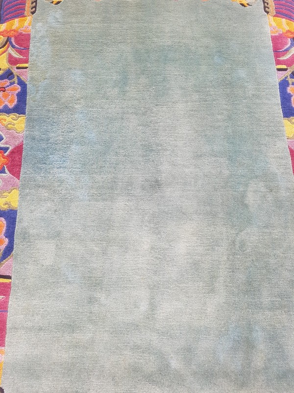 Vintage Tibetan Handmade Chinese Floral Multicolor Wool Rug Carpet 190x138 cm gallery