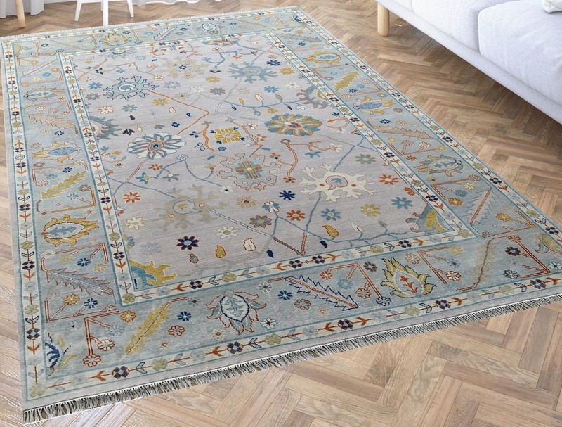 Vintage Turkish Oushak Rug, Beige 9X12 ft, Handmade Wool, Bohemian Anatolian gallery