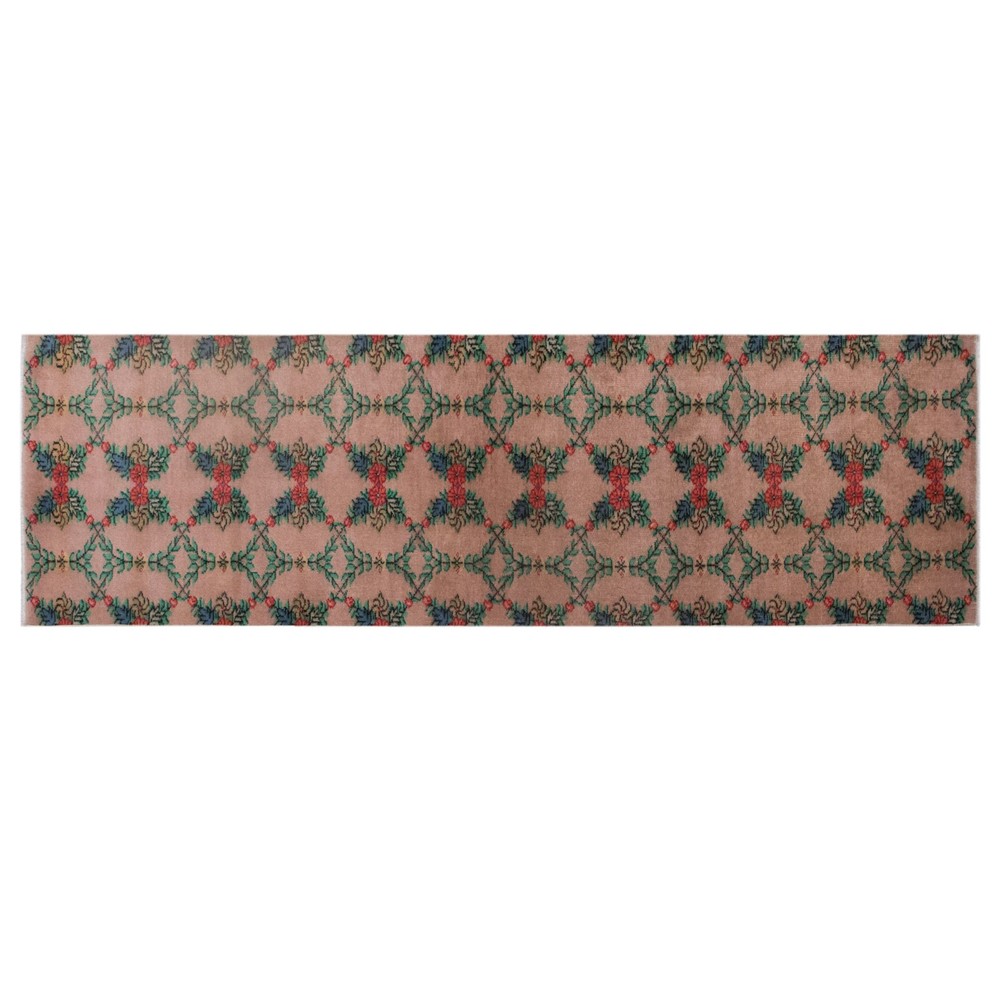 Vintage Turkish Oushak Runner Rug 73x265 cm, 60+ Years Old Handmade Wool Runner