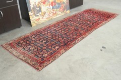 3×9 Turkish Antique Runner Rug Anatolian Hand-Knotted Vintage Oushak Carpet,105