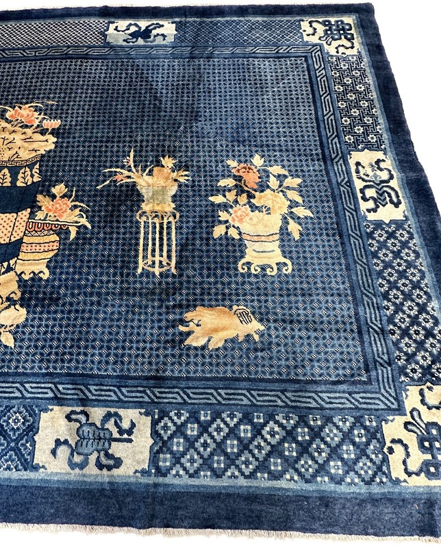 6X10 Antique Peking Chinese Rug Fine Tapestry Treasure Blue 191cm x 295cm C.1900 gallery