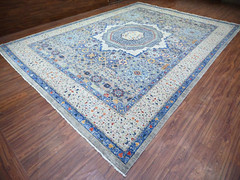 11’9″x16’1″ Gentle Gray, Vegetable Dyes, Pure Wool,Angora Pile Memluk Rug