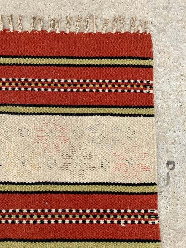 Vintage Traditional Handmade European Strip Flat Wool Kilim Floor Rug 117x62 cm gallery