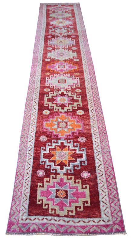 Vintage 1970s Turkish Rug Runner 2.7x13.3 ft | Handmade Anatolian Wool Runner Ru gallery