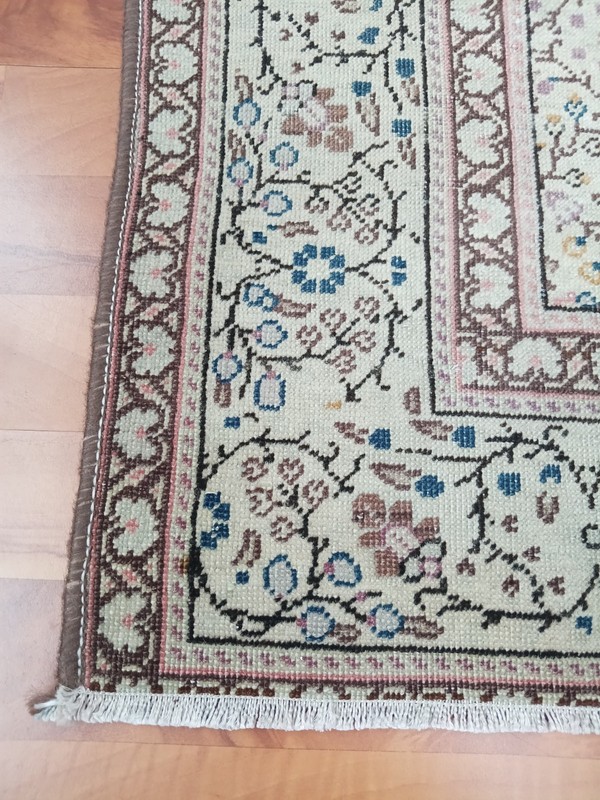 Antique Scatter Flowers Rug, Handmade Slim Beige Rug, Kitchen Decor Rug cx gallery