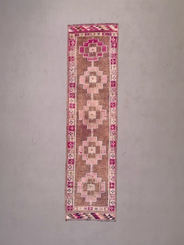 Vintage Turkish Tribal Runner 360x93 cm veg dye wool rug tribal, handmade gallery