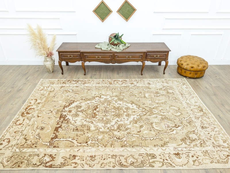 Unique Turkish Oriental Handmade 6.6x9.7 ft Oushak Area Rug,Vintage Large Carpet gallery