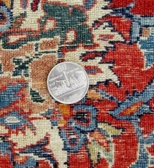 FINE WOOL & SILK ANTIQUE ORIENTAL RUG_4.9 x 7.4 CIRCA 1910 700 KPSI VERY BEST ! gallery