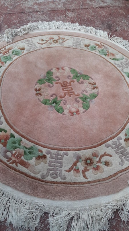 Good Quality Chinese Oriental Subdued pink color Round Rug 57"x 57"full pile gallery