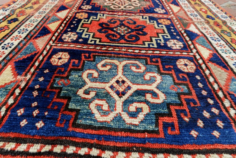 EXCEPTIONAL ANTIQUE ARMENIAN 'COMPARTMENT' KAZAK RUG CARPET gallery