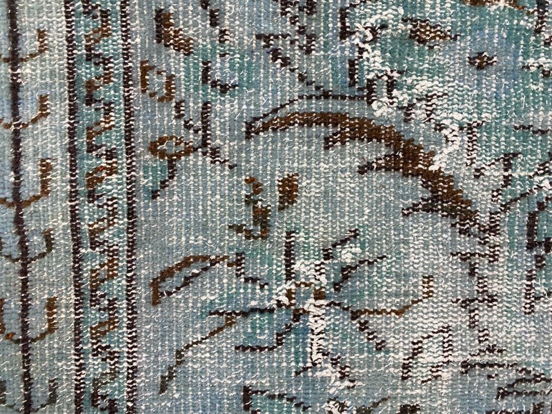Vintage Anatolian Rug 1.6x3.1 ft Antique Teal Blue Distressed Wool Carpet Mat gallery