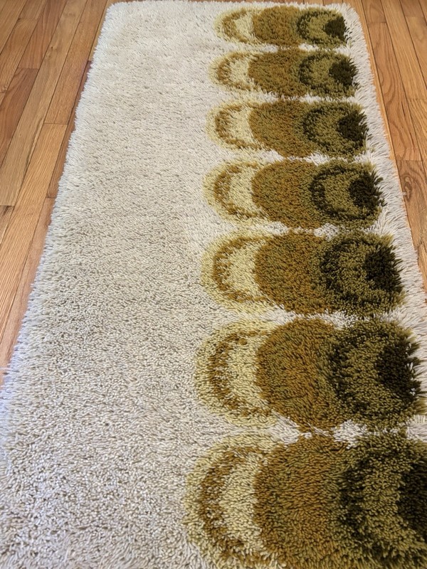 Vintage 1970’s Danish Scandinavian Wool Rya Shag Rug 55”x27” gallery