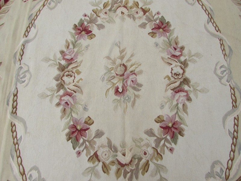 Old Hand Made French Design Wool 12x9 Red Original Aubusson 373X270cm gallery