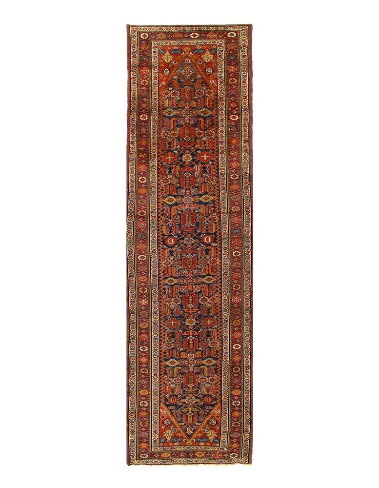 Rust Antique Hand-Knotted Wool runner Rug 3'.7'' X 13' 4''