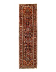 Rust Antique Hand-Knotted Wool runner Rug 3′.7” X 13′ 4”