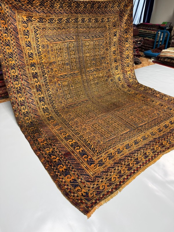 7x9 Antique Yaqub Khani Wool Rug with Compartment Panels N Layered Tribal Border gallery