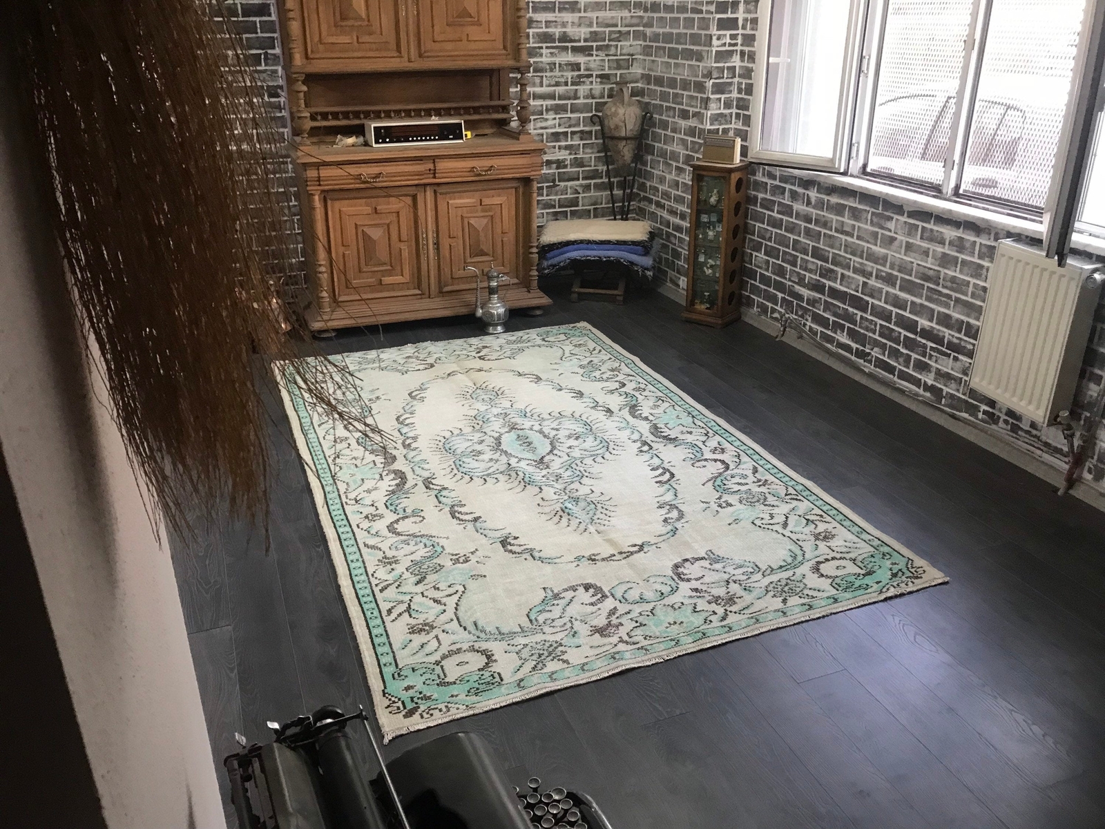 Green Turkish Rug, Large Turkish Rug, Green Vintage Rug, Large Area Rug, Handmad gallery