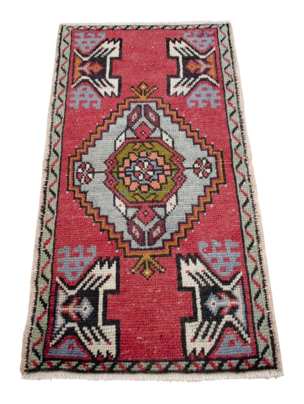 Vintage Turkish Rug Handmade Small Rug, Wool Doormat, Kitchen Rug, 2x3 ft approx gallery