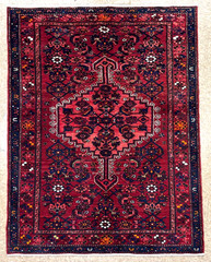 Zanjan 4×7 Red Vintage Hand Knotted Wool Tribal Geometric Oriental Area Rug Boho