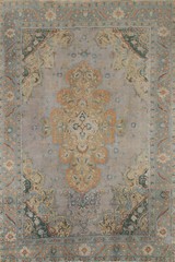 Vintage Gray Overdyed Floral Traditional Tebriz Living Room Handmade Rug 8×11