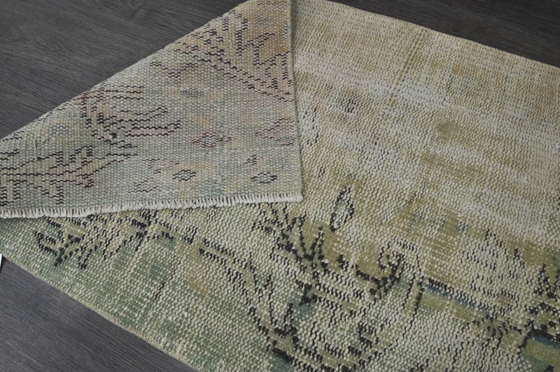 Vintage Turkish Runner Rug 2x5ft Wool Anatolian Handmade Hallway Oushak BEIGE gallery