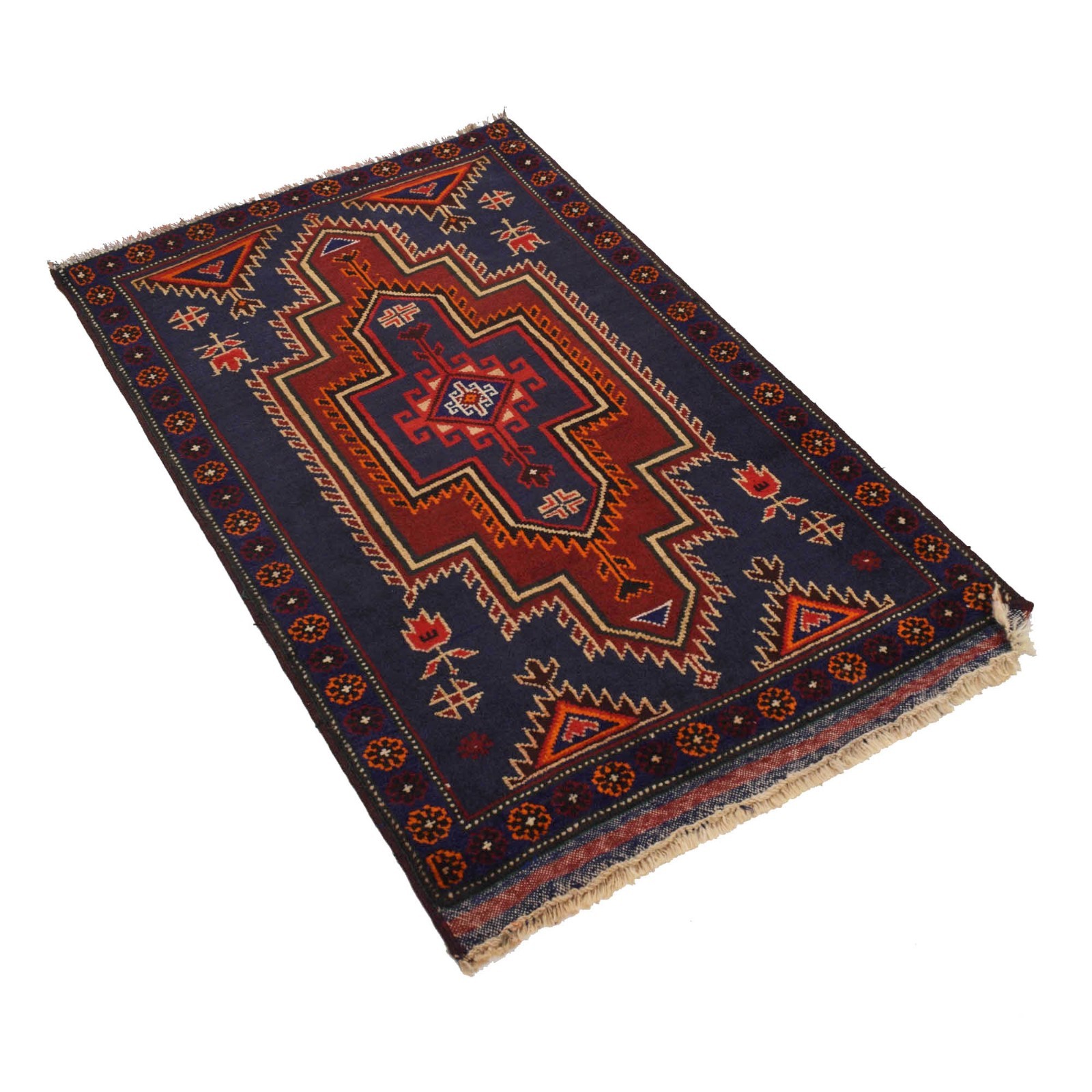 Handmade Balochi Rug Afghan Wool Carpet 4x2.6 ft gallery