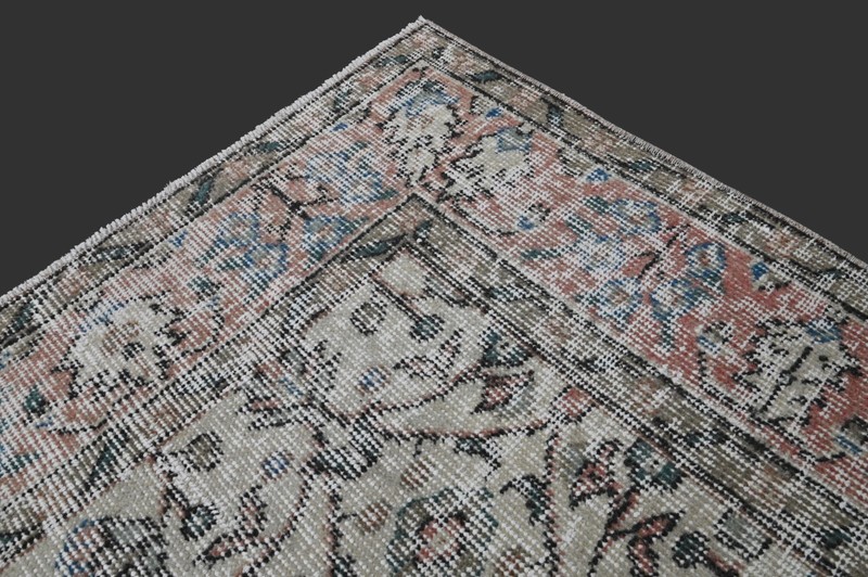 Vintage Turkish Oushak Rug, Beige 5x8ft, Handmade Wool, Bohemian Anatolian gallery
