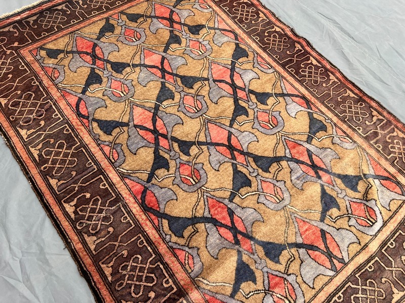 4'6 x 6'5 ft Antique Afghan Hand-Knotted Tribal Wool Rare Faded Geometric Rug gallery