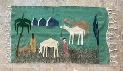 Vintage Egyptian Pictoral Kilim Flatweave Tapestry Rug Hand-Woven
