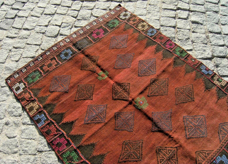 Vintage Tribal Sofreh Rug 40'' x 51'' Afghan Tribal Sofreh Rug Area Wool Rug gallery