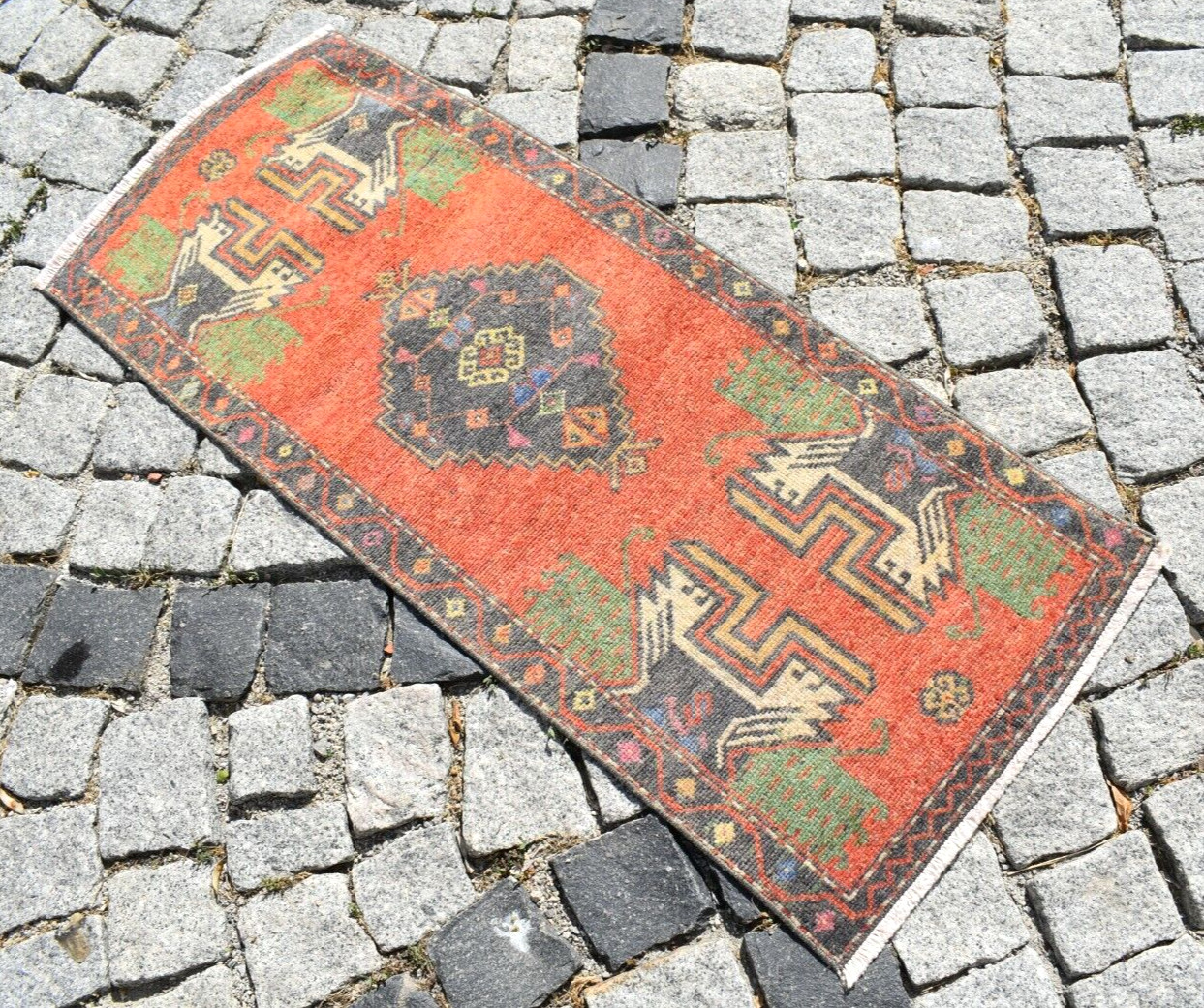 Vintage Turkish Rug 1'5'' x 3'6'' ft Anatolian Muted Dye Oushak Small Area Rug gallery