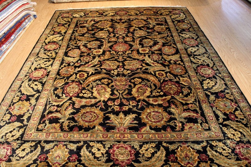 _HAND_MADE_8' x 10' knotted rug black & gold sage green carpet TRADITIONAL *RUG* gallery