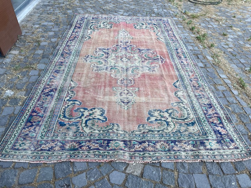 Bohemian Large Rug, Turkish Vintage Rug, Handmade Wool Rug, 6,4 x 9,9 ft gallery