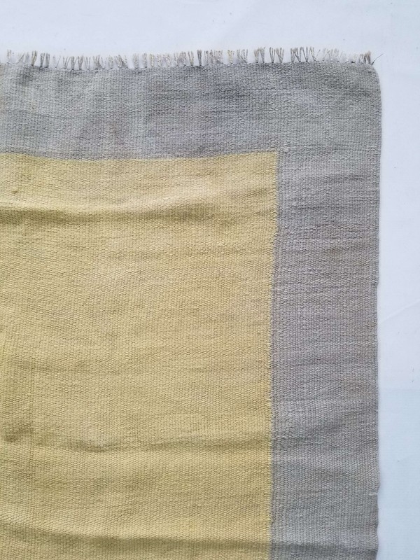 Vintage Handmade Traditional Yellow Grey Kilim Floor Rug Carpet 157x117cm gallery