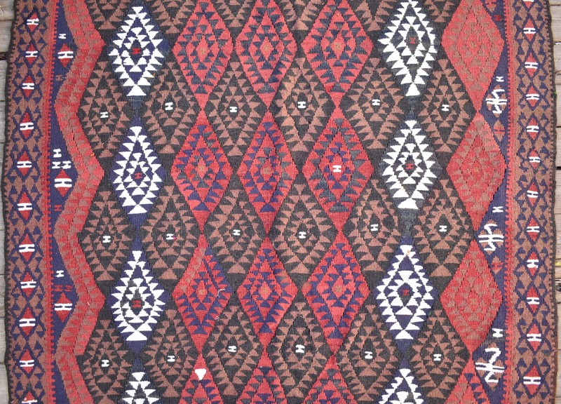 Turkish Rug 45''x65'' Handwoven Van Kilim 117x167cm Wool Vintage Tribal Area Rug gallery