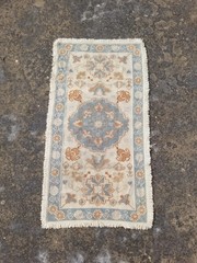 Vintage Portuguese Arraiolos Handmade Wool Multicolor Rug 3.7×1.9ft