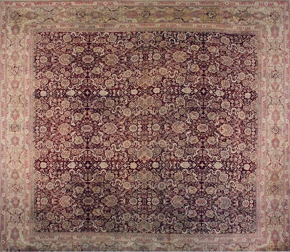 15X17 Antique Indian Agra Wool Area Rug