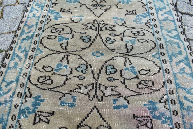 Vintage Turkish Rug 2'8 x 10'6 ft Muted Dye Oushak Corridor Hallway Area Rug gallery