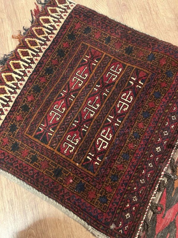 Vintage Kilim Chuval Rug Bag Fringed Afghanistan 120 cm x 55 cm Red Handmade gallery