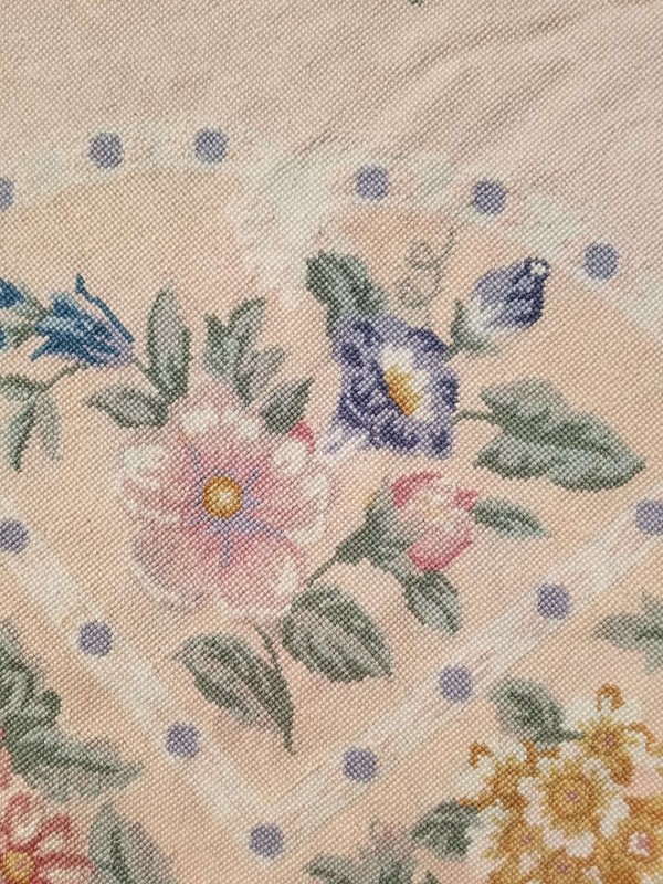 Vintage French Needle Point Handmade Floral Beige Wool Rug Carpet 263x164cm gallery