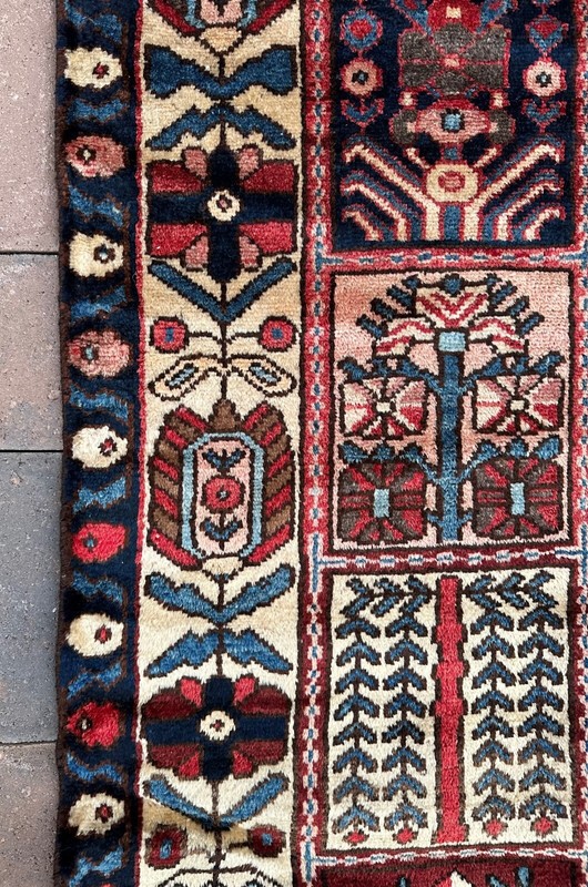 Handmade Turkish Vintage Rug,Pink & Blue 4 Seasons Design, Light Distress, 5x10 gallery